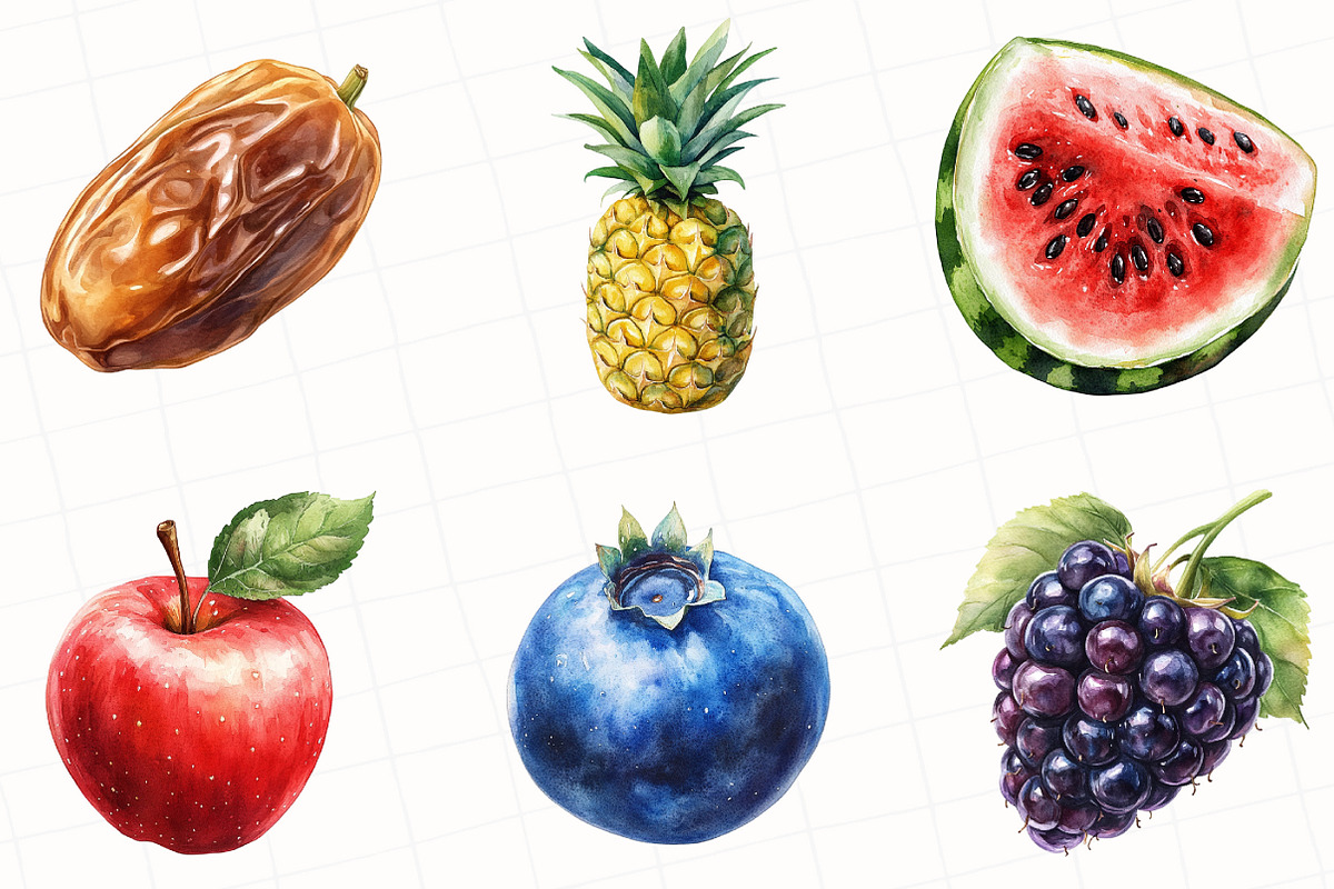Fruits Watercolor Clipart, an Illustration by OK Design (Photo 3 of 5)