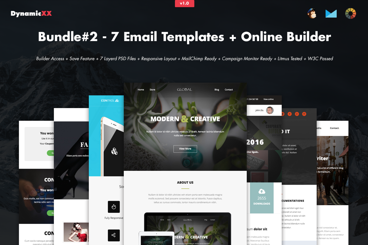 Bundle#2 - 7 Email Templates+Builder, an Email Template by DynamicXX (Photo 1 of 5)