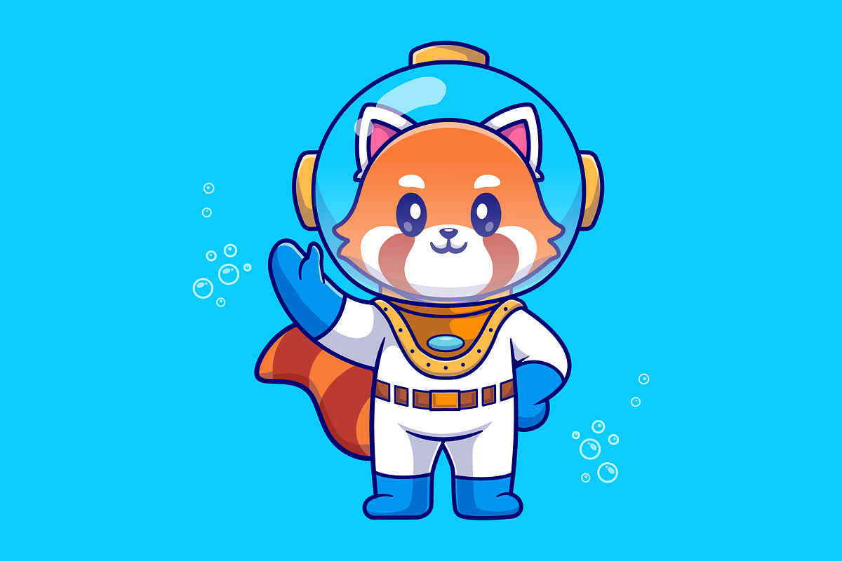 Cute Red Panda Diver Cartoon, an Animal Illustration by Catalyst Labs (Photo 3 of 3)