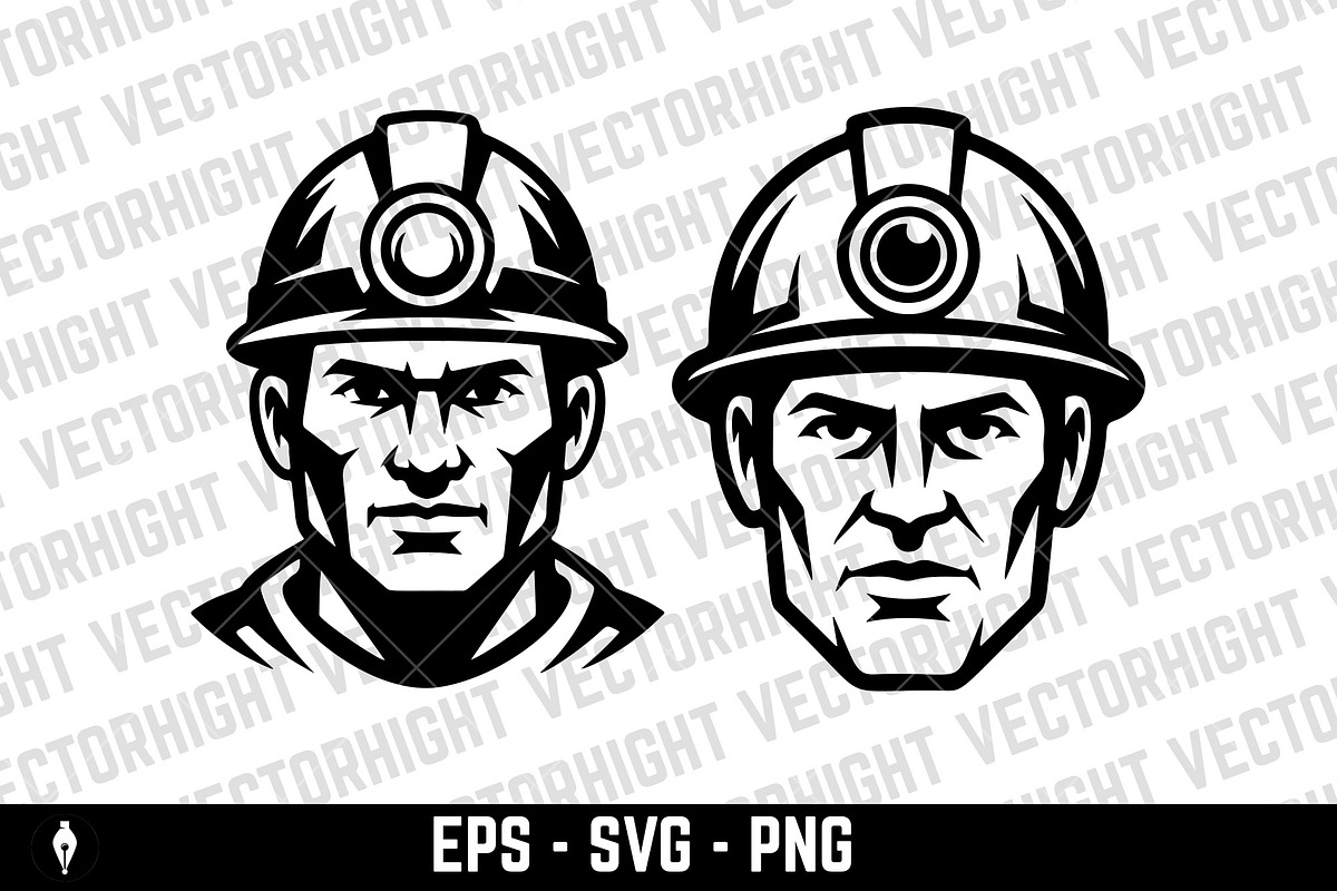 Vector logo of a focused miner, a Person Illustration by Vectorhight (Photo 4 of 5)