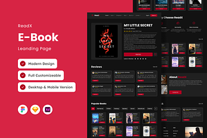 ReadX - E-Book Landing Page, a Landing Page Template by trabaskriya