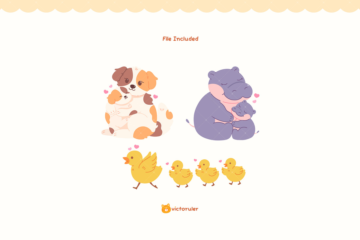 Cute Animal Hugs Illustration, an Animal Illustration by Victoruler (Photo 4 of 5)