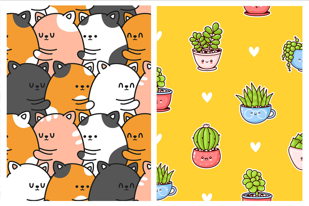 Cute kawaii pattern bundle, a Pattern Graphic by Slavko Kahovsky (Photo 4 of 9)