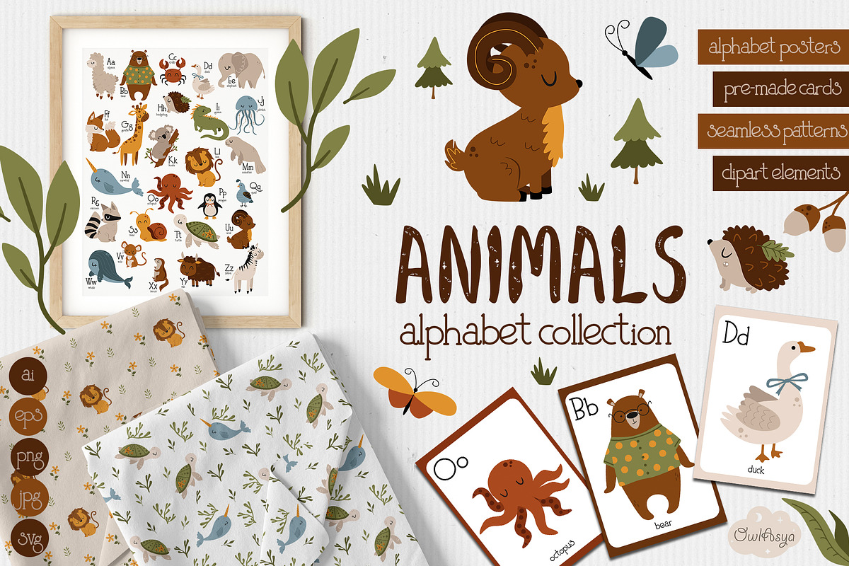 Animals alphabet collection, an Animal Illustration by owlasya (Photo 1 of 12)