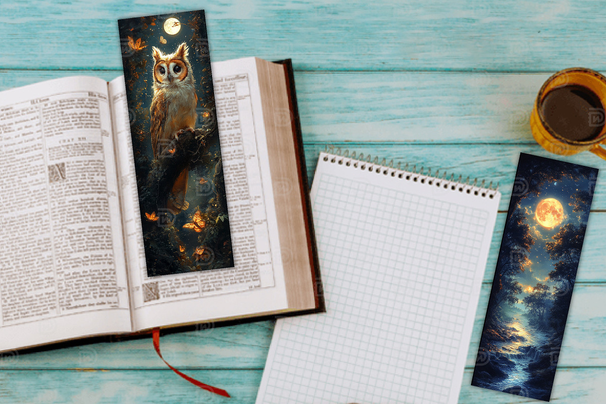 Fantasy Night Forest Bookmark, an Illustration by Watercolor design (Photo 3 of 3)