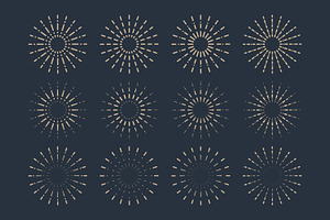 Collection of vintage sunburst, an Outline Icon by Saba Vector