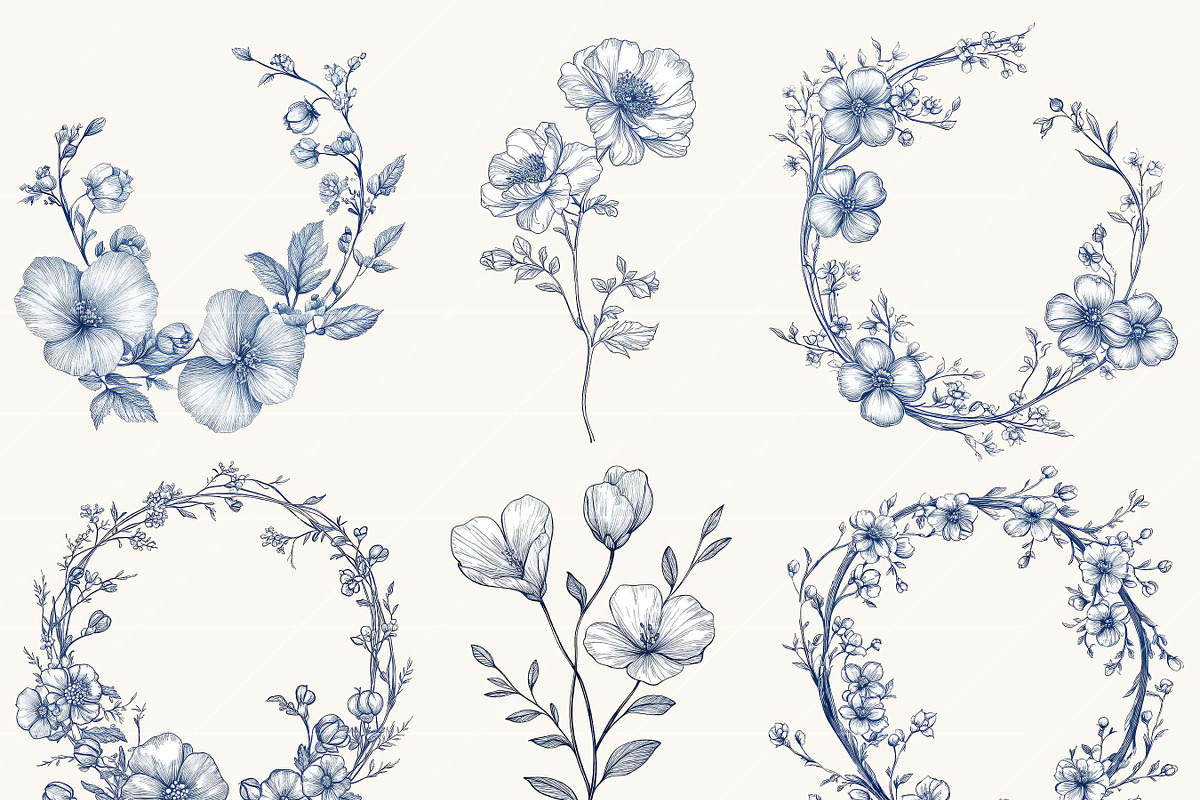 Botanical Frames Watercolor Clipart, a Decorative Illustration by SparkyDesignsUS (Photo 3 of 9)