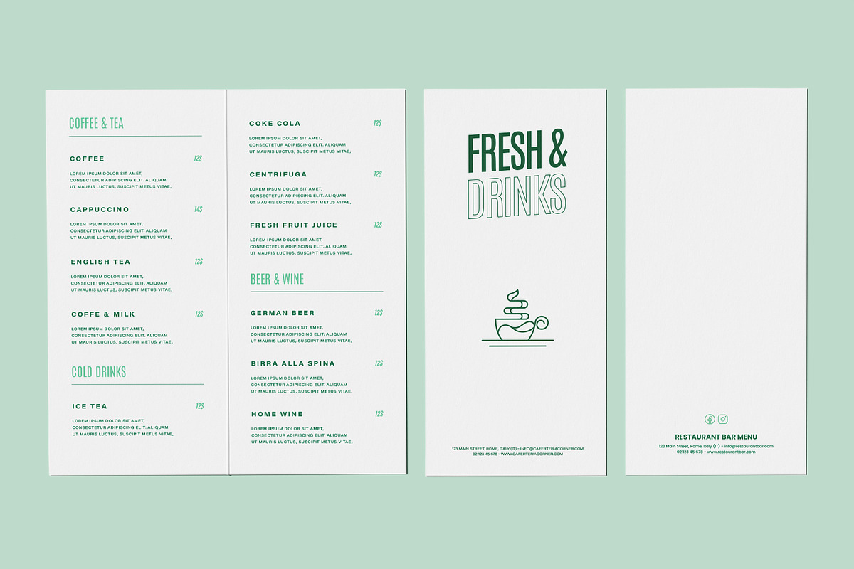 Restaurant Menu Mockup Two Fold, a Books & Magazine Mockup by Catkie - Digital Art (Photo 6 of 7)