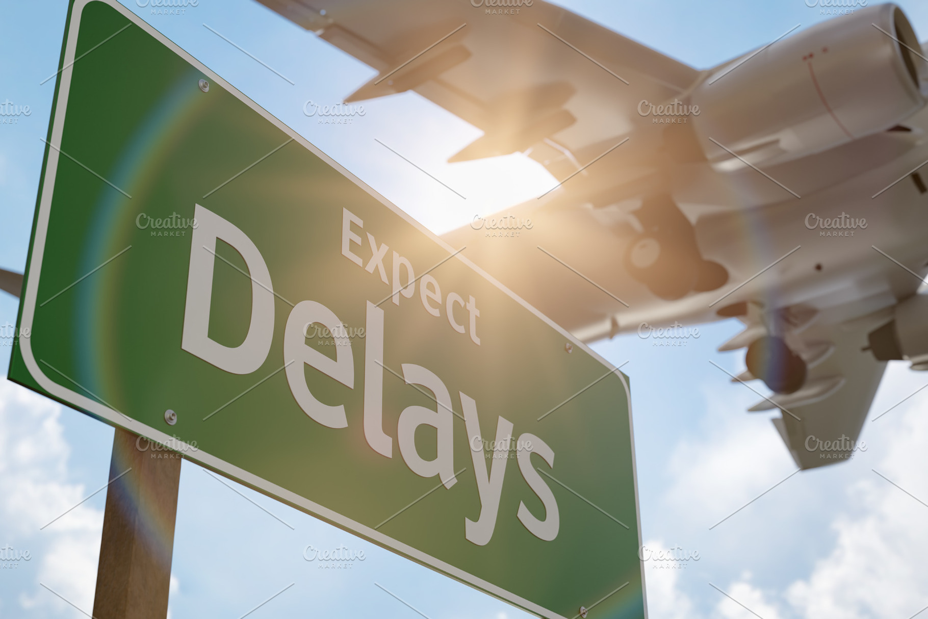 Expect Delays Green Road Sign, a Transportation Photo by Andy Dean Photography