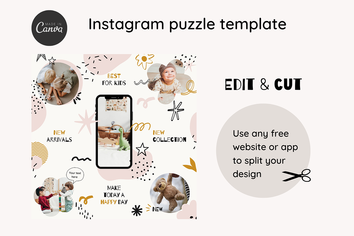 Kids Instagram Puzzle Template Canva, a Social Media Template by Yaaas Design (Photo 4 of 8)