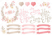 Soft Pink Floral Heart & Banners, an Illustration by Amanda Ilkov (Thumbnail 4 of 4)