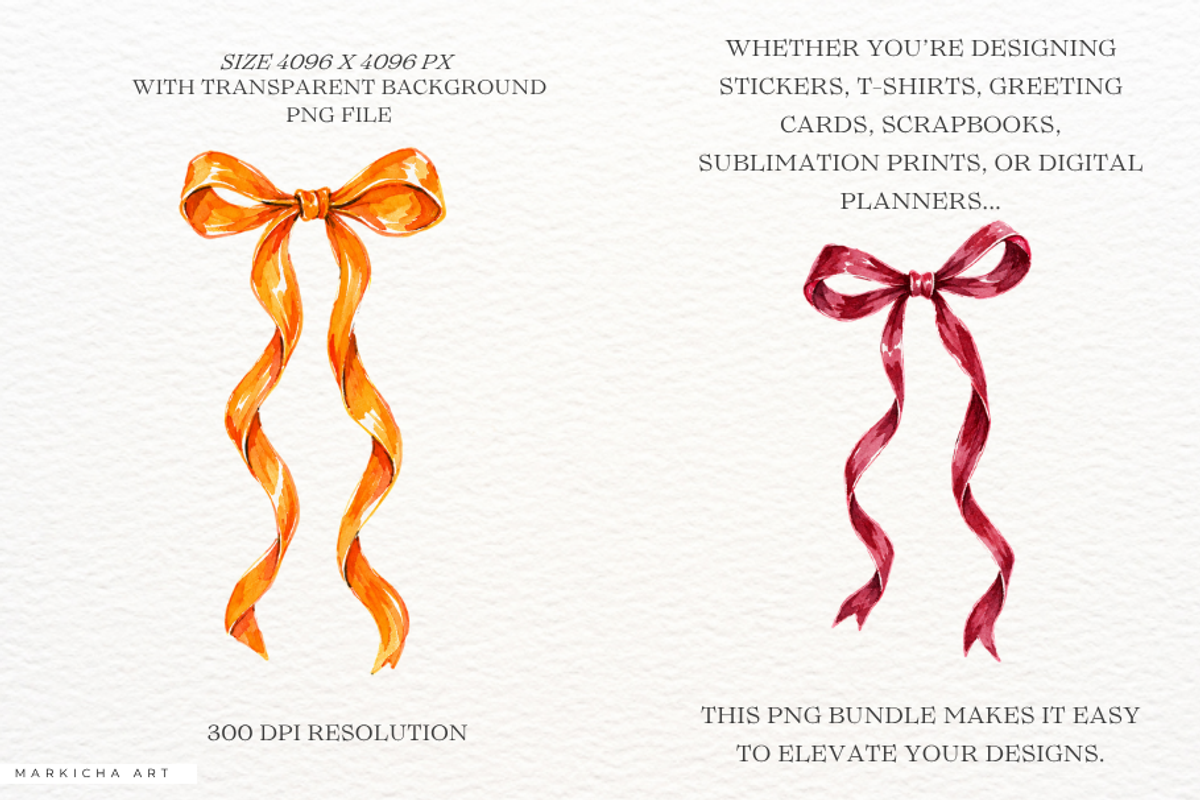 Christmas Bows PNG, a Seasonal Illustration by Markicha Art (Photo 2 of 5)