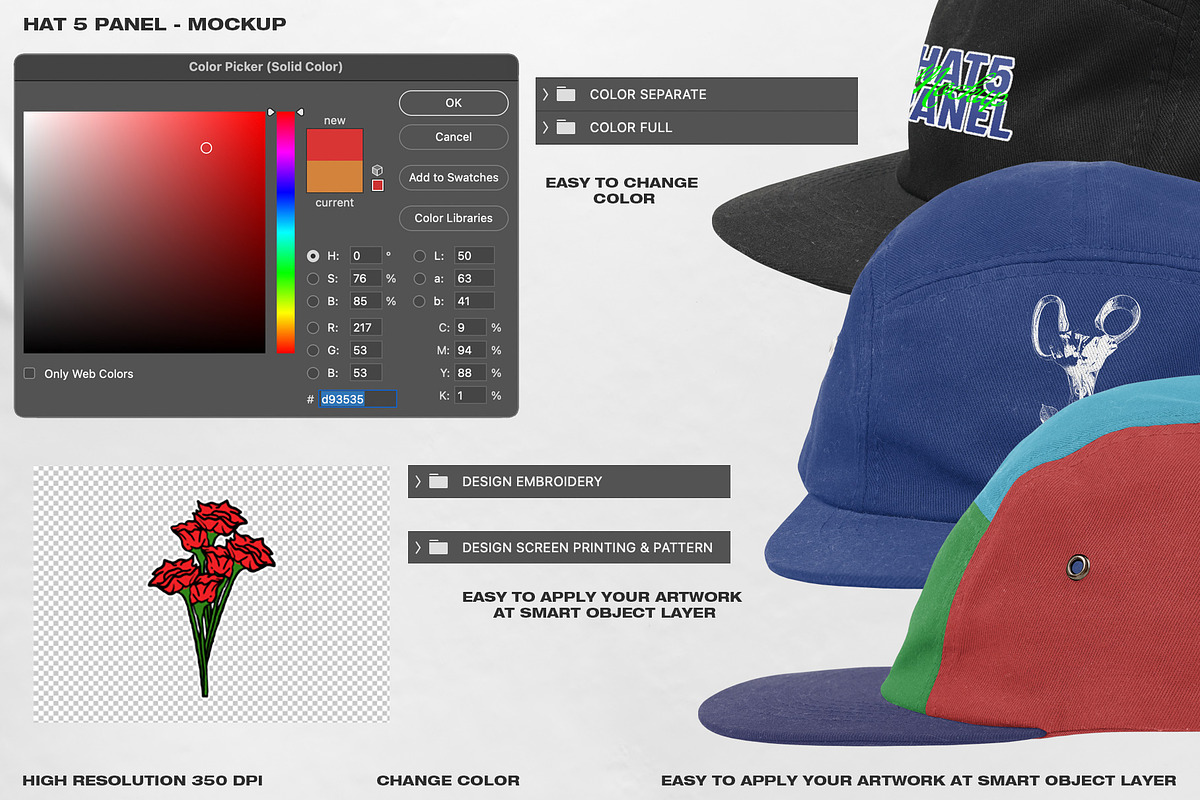 Hat 5 Panel - Mockup, a Hat Mockup by DaldSgh (Photo 14 of 18)