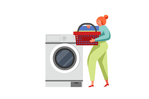 Laundry, cleaning company service, a Person Illustration by Sky Pics Studio