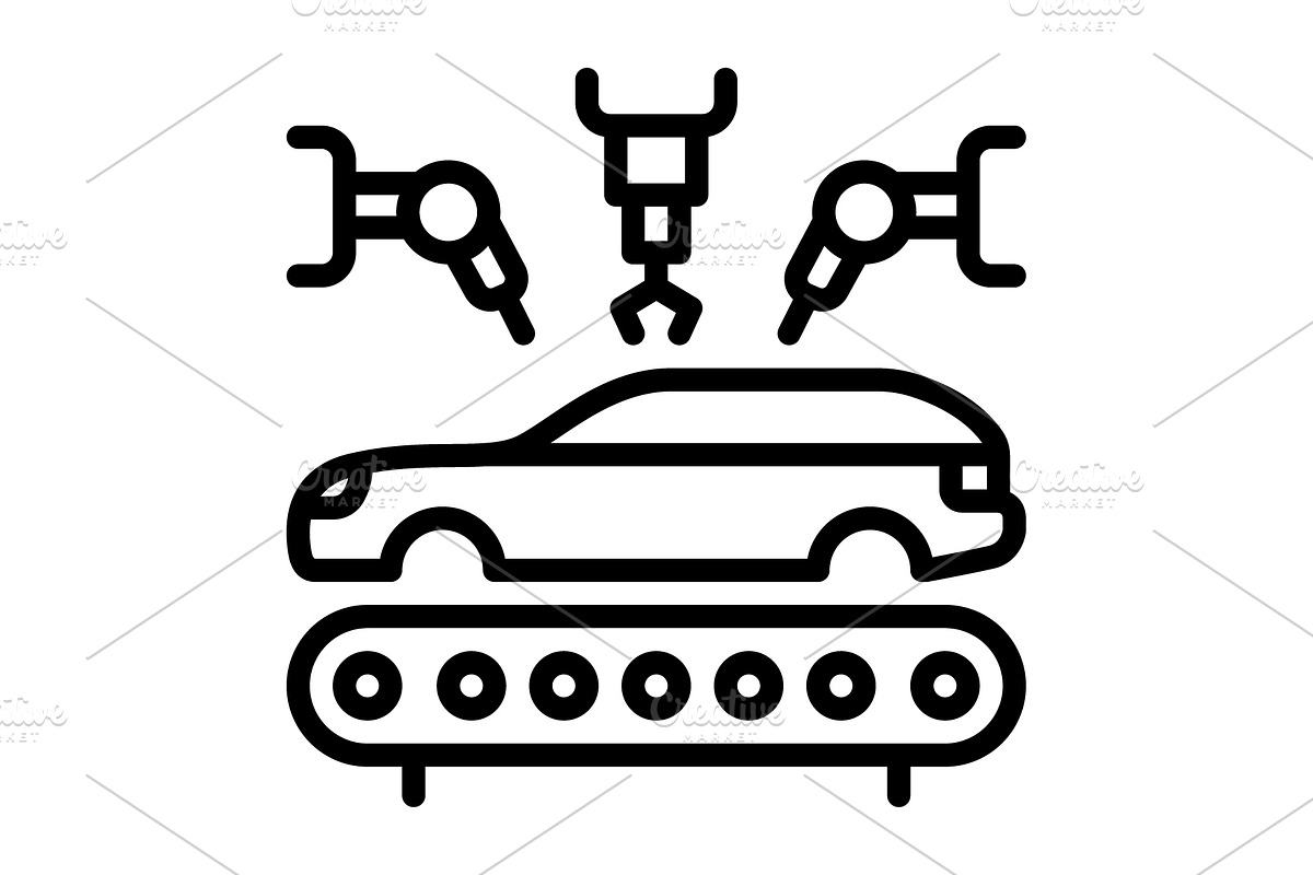 Assembly automation black icon, an Outline Icon by Creative priyanka