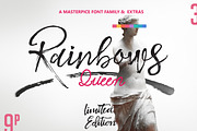 Rainbows Queen Typefaces & Extras, a Script Font by Yasir Ekinci (Thumbnail 1 of 17)