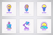 Lighting | 16 Thin Line Icons Set, an Outline Icon by Alex Blogoodf (Thumbnail 4 of 7)