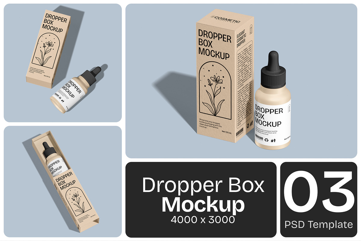 Dropper Box Mockup, a Packaging Mockup by Permadi Creative (Photo 1 of 5)