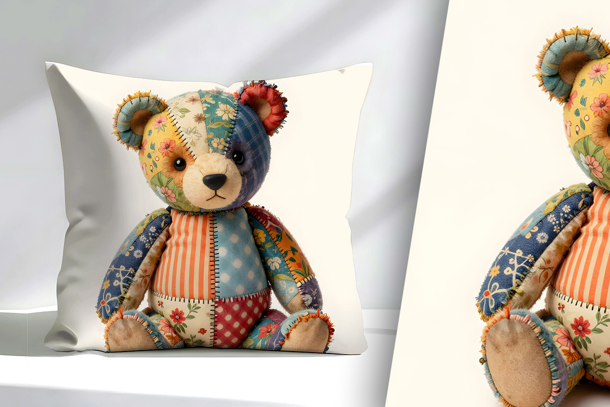 Patchwork Teddy Bear, an Animal Illustration by Sharon Schwalbe (Photo 2 of 4)
