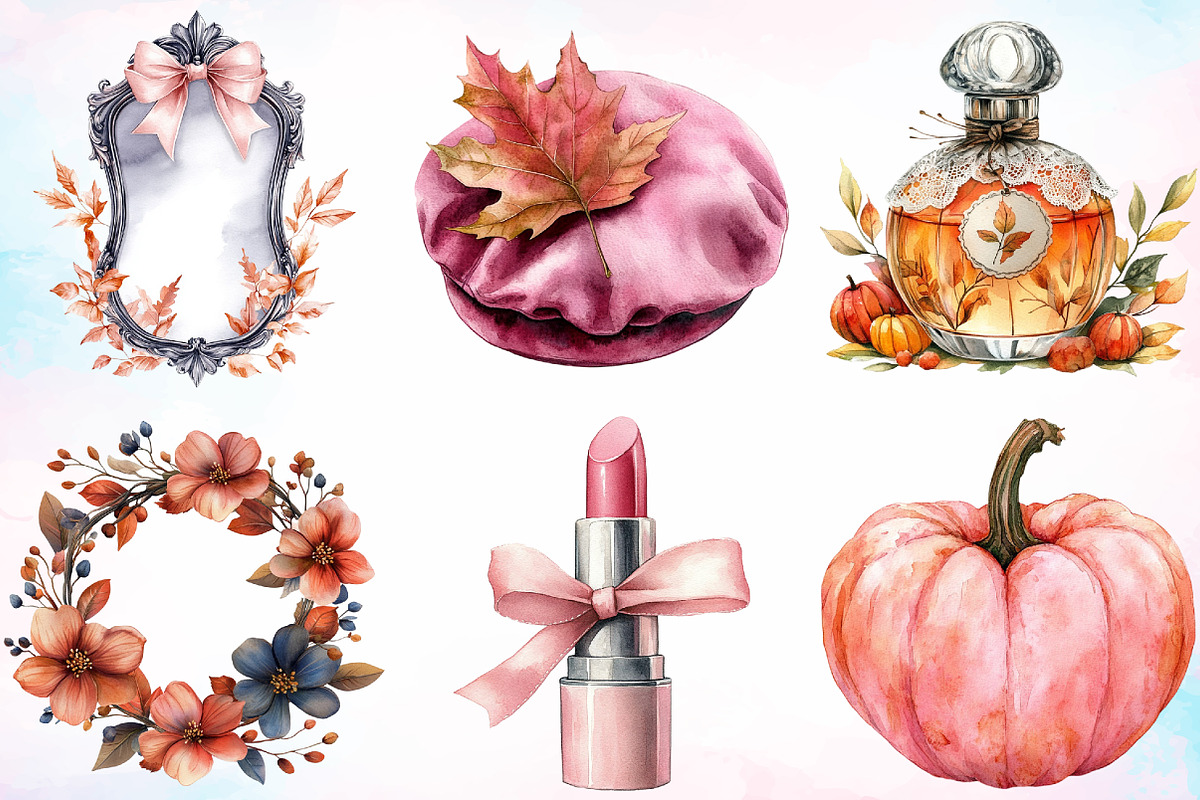 Watercolor Cute Coquette Autumn PNG, a Seasonal Illustration by Canvas Craft (Photo 3 of 4)