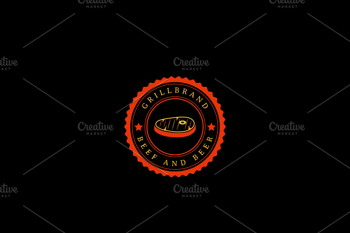 Rustic Grill Steak Logo Design