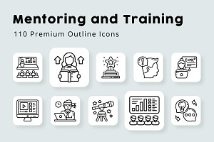 Mentoring And Training Outline Icons