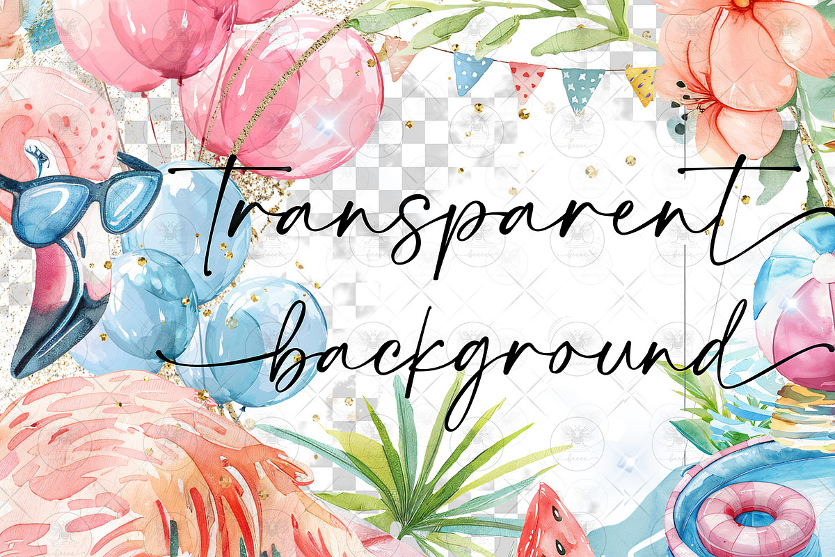 Pool Party Clipart Watercolor, an Illustration by BigCakeBee (Photo 2 of 4)