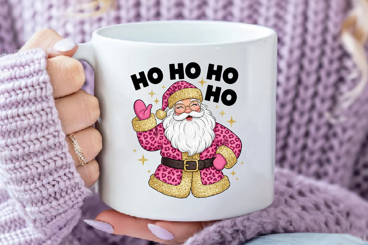 Pink Leopard Glitter Santa PNG, an Illustration by Daily.Designs (Photo 3 of 5)
