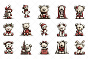Christmas Teddy Bears Clipart, an Illustration by SinaCreation (Thumbnail 2 of 7)