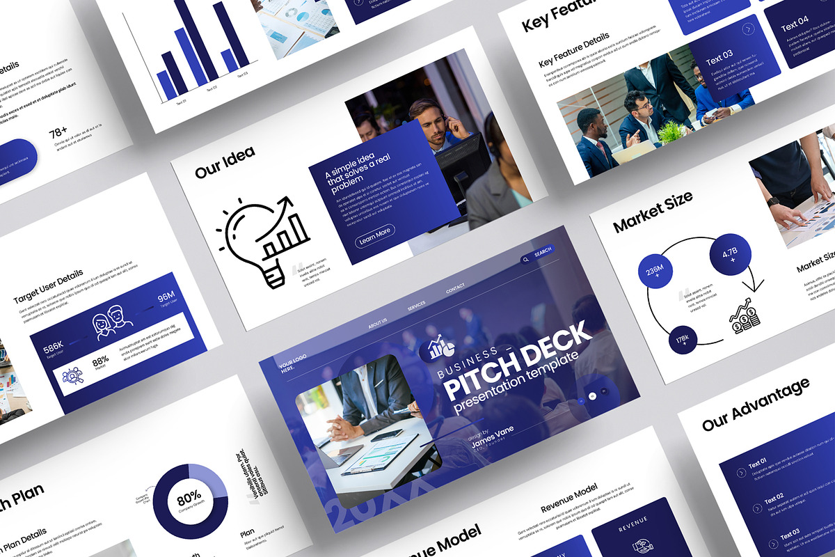 Business Pitch Deck Presentation, a Presentation Template by MightyDesign (Photo 1 of 8)