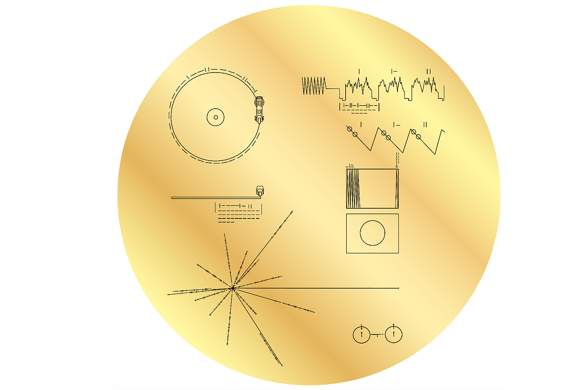 Voyager plaque disc message 1977, an Education Illustration by frizio
