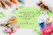 Boho watercolor flowers, an Illustration by PaperAndCrayons (Thumbnail 1 of 6)