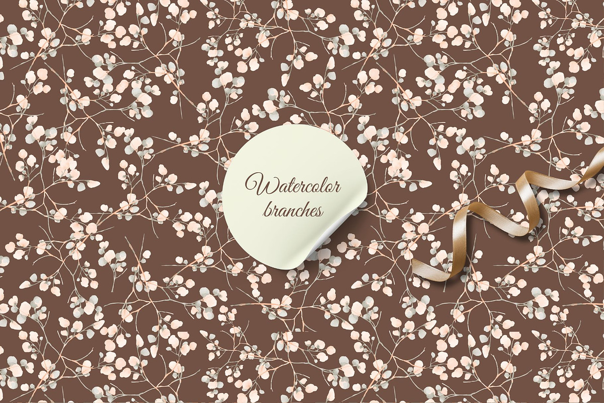 WATERCOLOR BRANCH - Seamless Pattern, a Pattern Graphic by Debby Blooms (Photo 2 of 6)