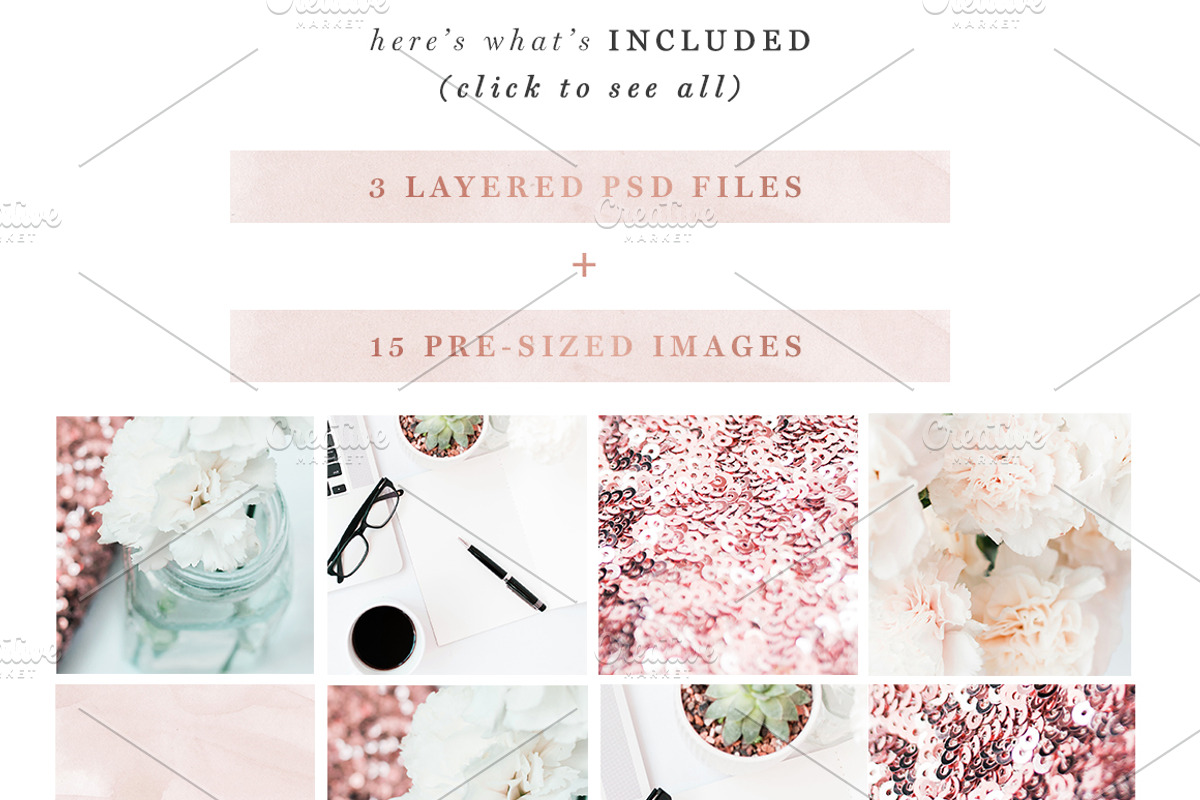 Rose Gold Social Media Templates, a Social Media Template by Essem Creatives (Photo 6 of 8)