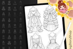 120 Procreate Dress Stamps