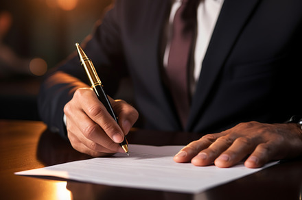 Business man sign a contract investment professional document agreement, a Business Photo by Natalia Klenova's Shop