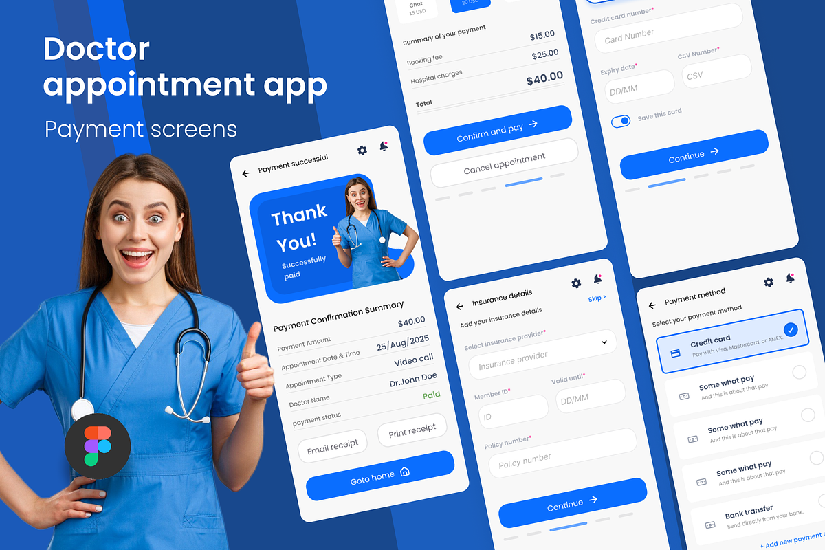 Medical app ui kit + design system preview 6