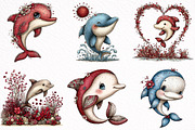 Whimsical Summer Dolphins Clipart, an Illustration by DreamArtGraphic (Thumbnail 6 of 8)