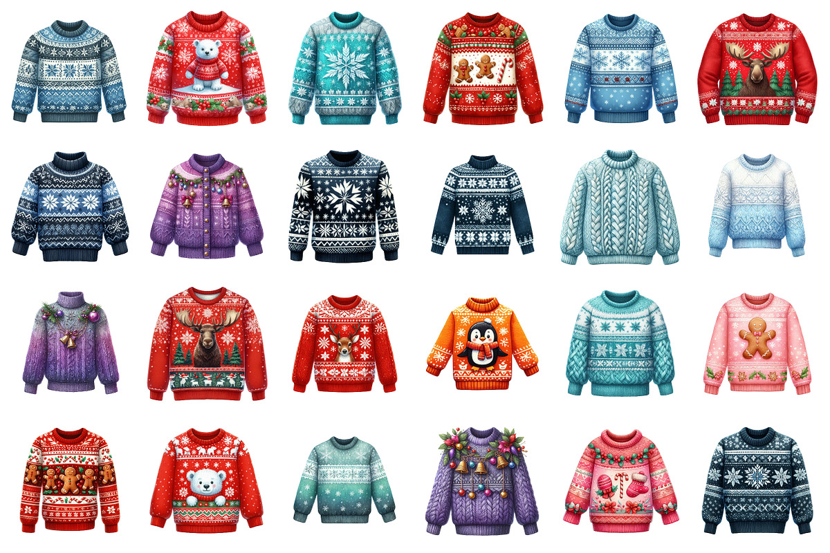 Christmas sweater png bundle, an Illustration by SinaCreation (Photo 2 of 7)