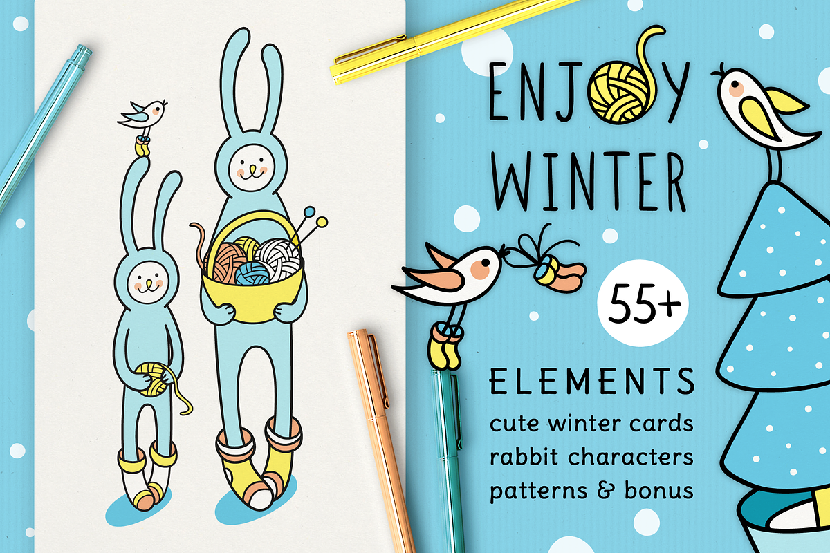 ENJOY WINTER | DESIGN SET, an Animal Illustration by CATMINT (Photo 1 of 8)