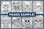 Steampunk Sugar Skulls Coloring Page, an Illustration by BrightMart (Thumbnail 2 of 3)