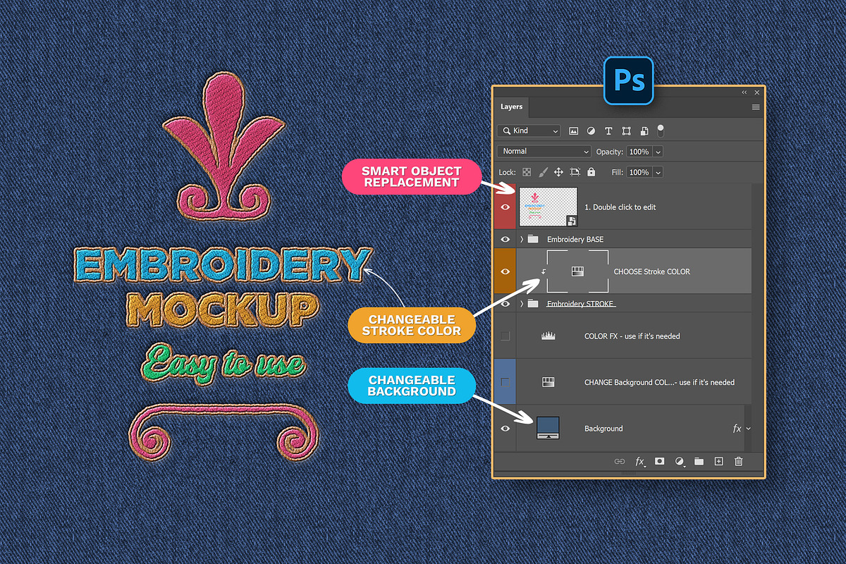 Embroidery Mockup, a Layer Style Add-On by Andrew Skoch Design (Photo 2 of 5)