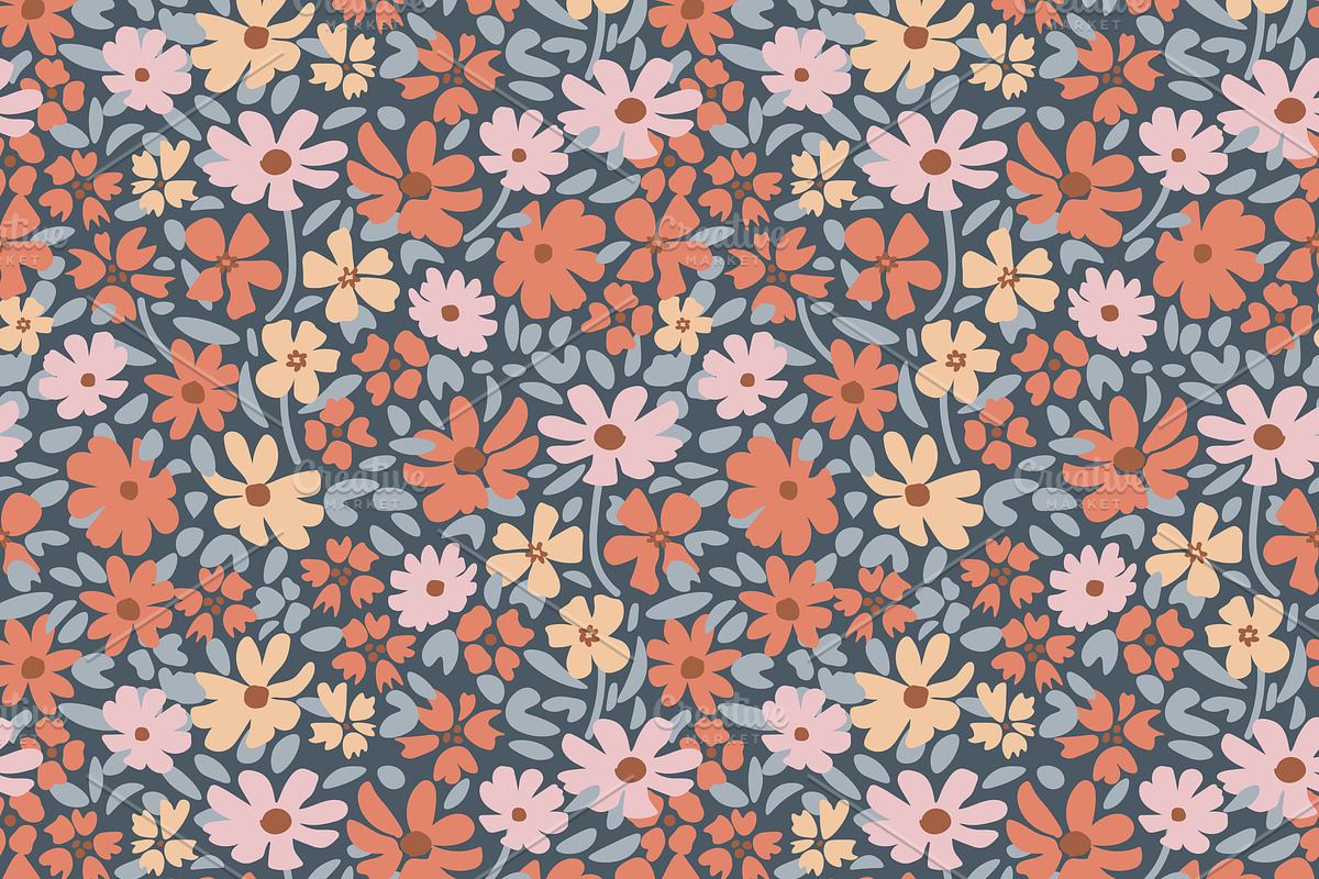 Ditsy red flowers, a Pattern Graphic by elyomys