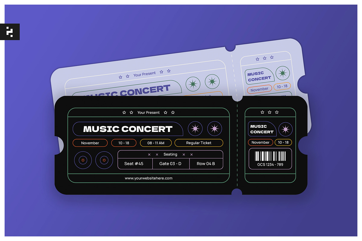 Music Concert Ticket, a Stationery Template by Neermana