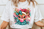 Pink Bubblegum Reindeer Christmas, a Seasonal Illustration by Canvas Craft (Thumbnail 3 of 6)