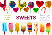 Watercolor sweets clipart, an Illustration by Vikeriya (Thumbnail 1 of 8)