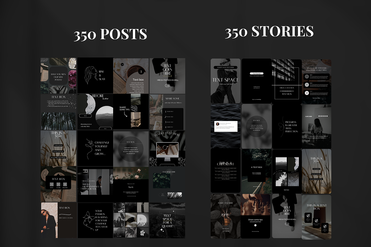 700 Dark Instagram Templates, a Templates & Theme by SociallyyCreative (Photo 3 of 9)