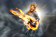 Playing rock music stock photo containing woman and rock, an Arts & Entertainment Photo by sergeypeterman