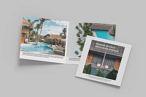 Square Bi-Fold Brochure Mock-Up, an Advertising Mockup by Se٧enStudio