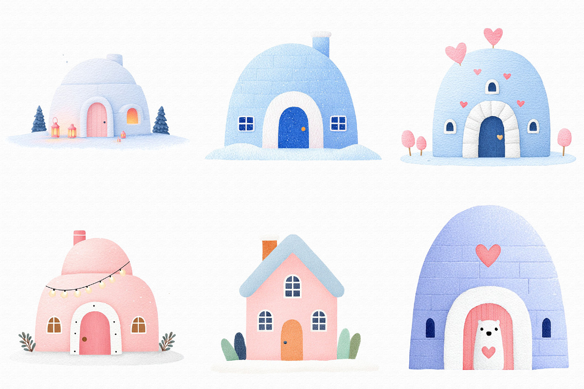 Watercolor Igloo Clipart, an Illustration by Libby Wishes (Photo 3 of 7)